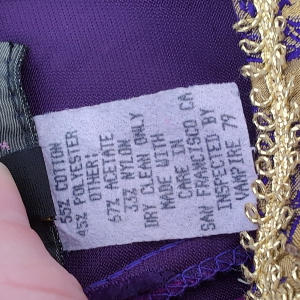 1990s Vintage Jeannie Nitro Purple and Gold Women's Dress - Picture 14 of 14